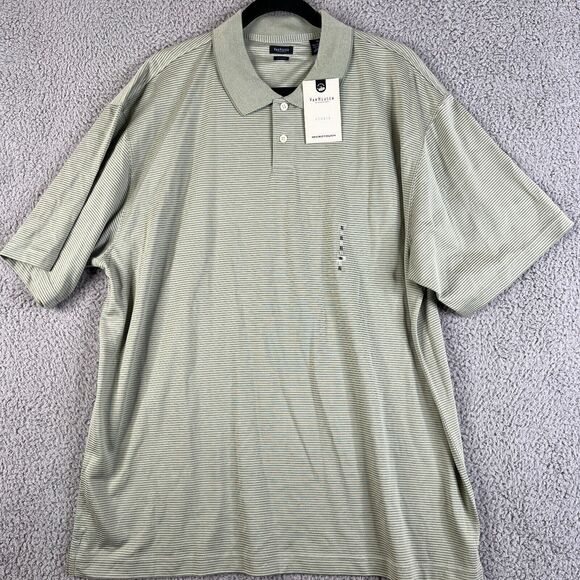 Van Heusen Studio Polo Shirt Mens Extra Large Green Striped Knit Short Sleeve - Picture 1 of 8